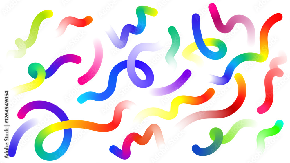 Poster fluid wave elements of colorful squiggly designs.vector graphic pattern with wavy lines in bright co