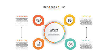 4 Steps Connected Circles Infographic, four steps are represented by complete circles, providing a soft and approachable aesthetic. This shape suggests a continuous flow or a holistic process.