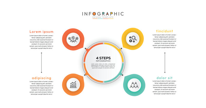 4 Steps Connected Circles Infographic, four steps are represented by complete circles, providing a soft and approachable aesthetic. This shape suggests a continuous flow or a holistic process.