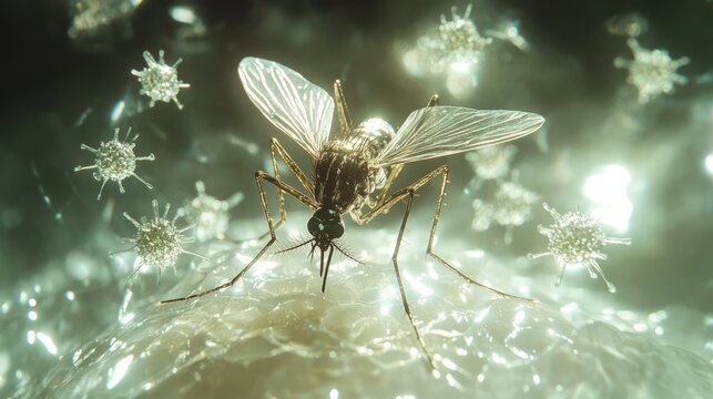 Mosquito, Zika virus, humans skin