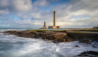 Fototapeta premium Lighthouse Gatteville in a storm.