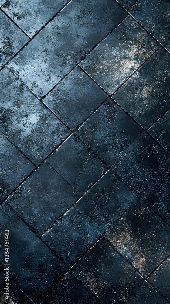 Poster dark metallic tiles arranged diagonally with subtle texture and light reflections