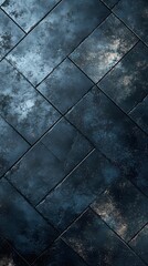 Dark Metallic Tiles Arranged Diagonally with Subtle Texture and Light Reflections