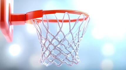 Closeup of White Basketball Net and Orange Hoop