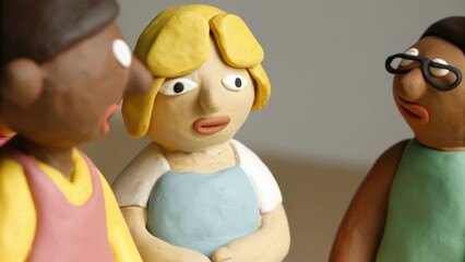 A lively community workshop buzzing with chatter where an elderly individual s with a diverse group of enthusiastic novices each attempting to shape clay. Their laughter fills the. art illustration