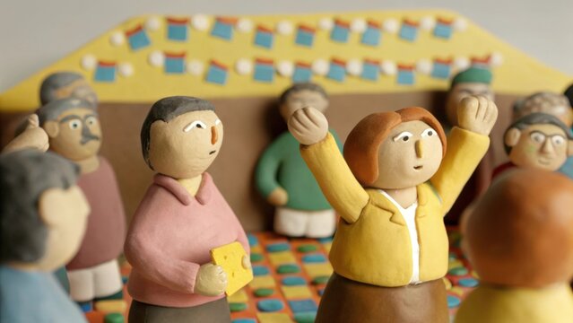 A lively chacha competition brings out the spirit of friendly rivalry where seniors enthusiastically showcase their best moves. Judges made up of fellow community members hold. art illustration