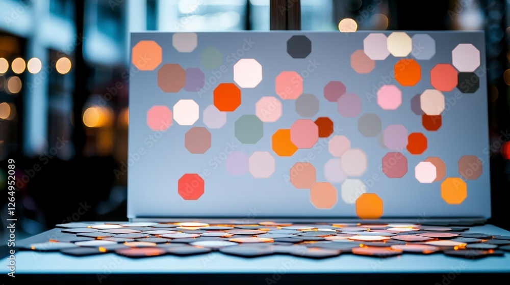 Poster abstract hexagon pattern glowing lights ai art modern design creative background