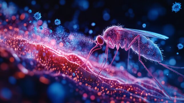 Mosquito, Zika virus, humans skin