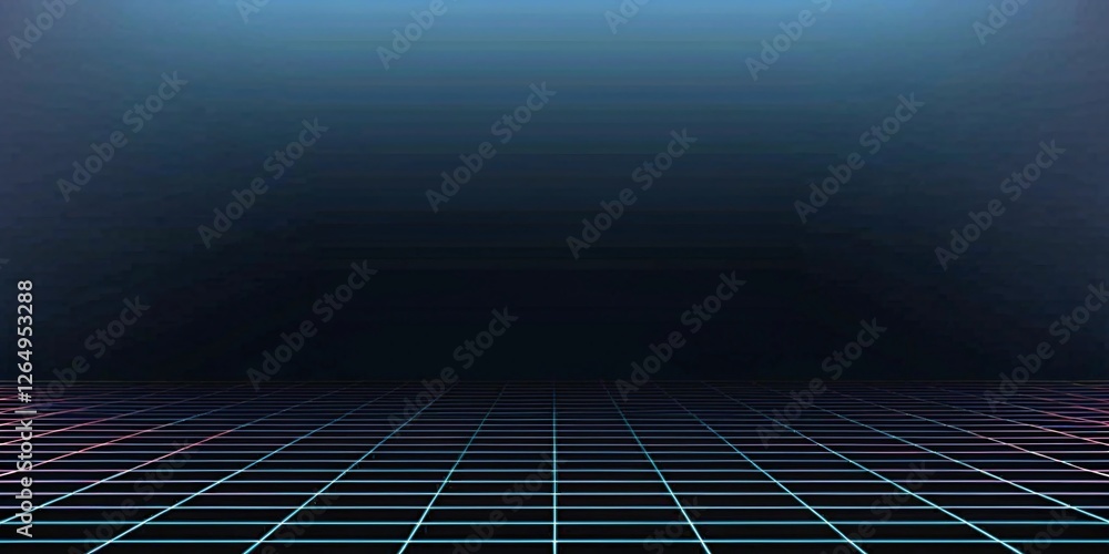 Poster futuristic digital presentation virtual space graphic design grid environment perspective view abstr
