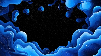 Abstract Blue Liquid Forms: A 3D Rendered Digital Artwork AI Generated