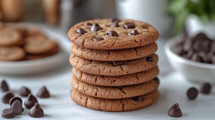 A Stack of Delicious Homemade Chocolate Chip Cookies