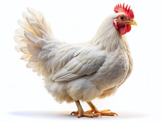 Fototapeta premium Isolated White Hen in Natural Sunlight - Stock PNG Image