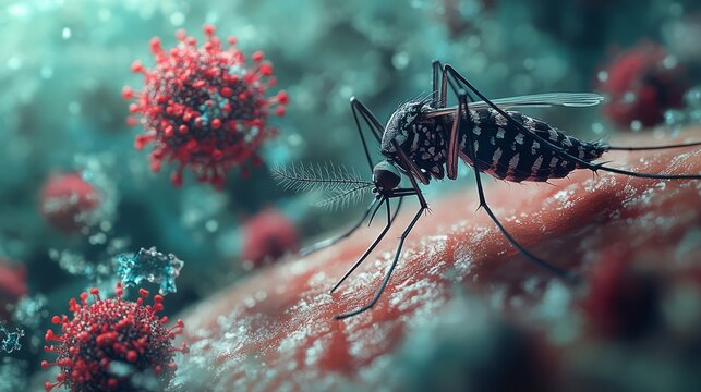 Mosquito, Zika virus, humans skin