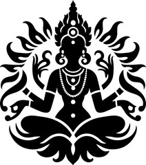 illustration of a silhouette sketch of a traditional ethnic god and goddess design full of details  