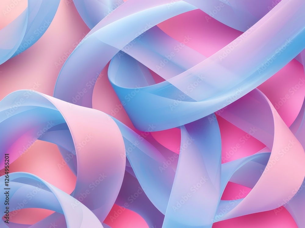 Poster abstract pastel waves curves with blue and pink gradient flowing pattern