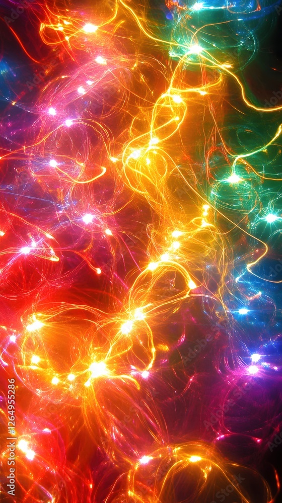 Poster vibrant abstract light trails in multicolored hues energy and motion in a dynamic display