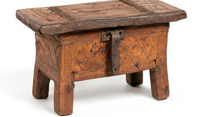 Antique Wooden Box  Intricate Carving  Geometric Design  Asian Decor  Vintage Chest