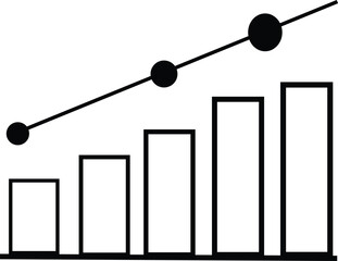 Stock Market Growth Icon with Transparent Background – Bar chart with a rising trend line, symbolizing business success and stock market performance with transparent background.