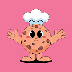 Cartoon chocolate cookie with chef hat