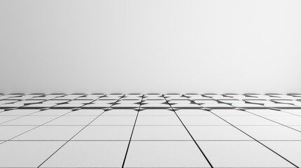 White Tiled Floor With Grid Pattern