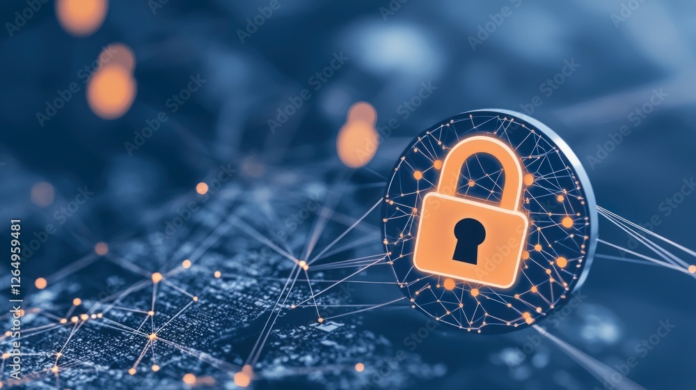 Poster digital security network lock icon data protection cyber security privacy