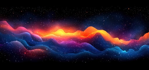 Fototapeta premium Cosmic Waves: A Vibrant Nebula Landscape