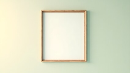 A retro wall with vintage wooden frames hanging on the wall. The soft pastel walls add a mid-century modern feel.