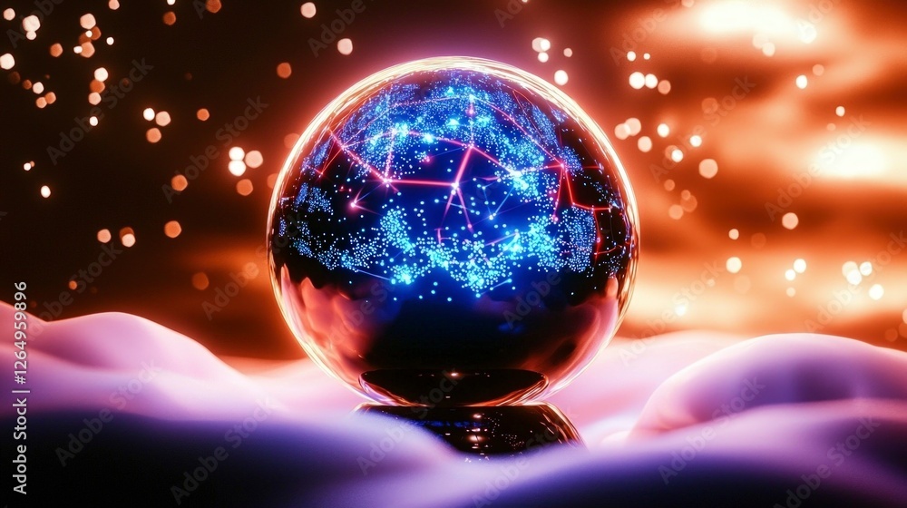 Aufkleber global network illuminated sphere digital connection futuristic technology