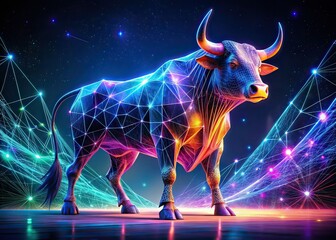 Futuristic Bull Blockchain AI Art - Rule of Thirds