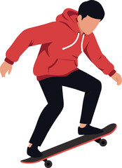 Obraz premium Skateboarder performing tricks in flat design vector art style vector illustration