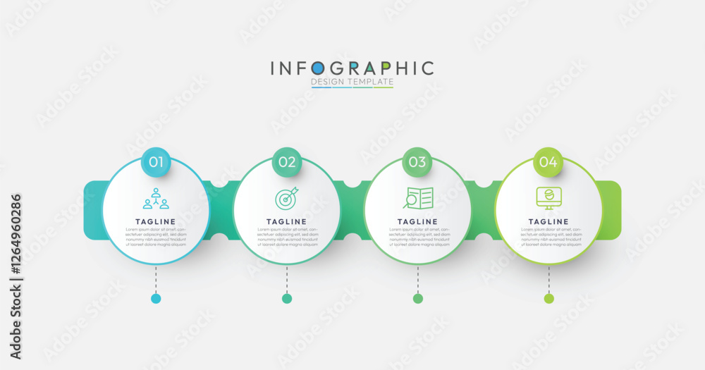 Poster 4 steps circular process infographic, informative circular process infographic chart for business st