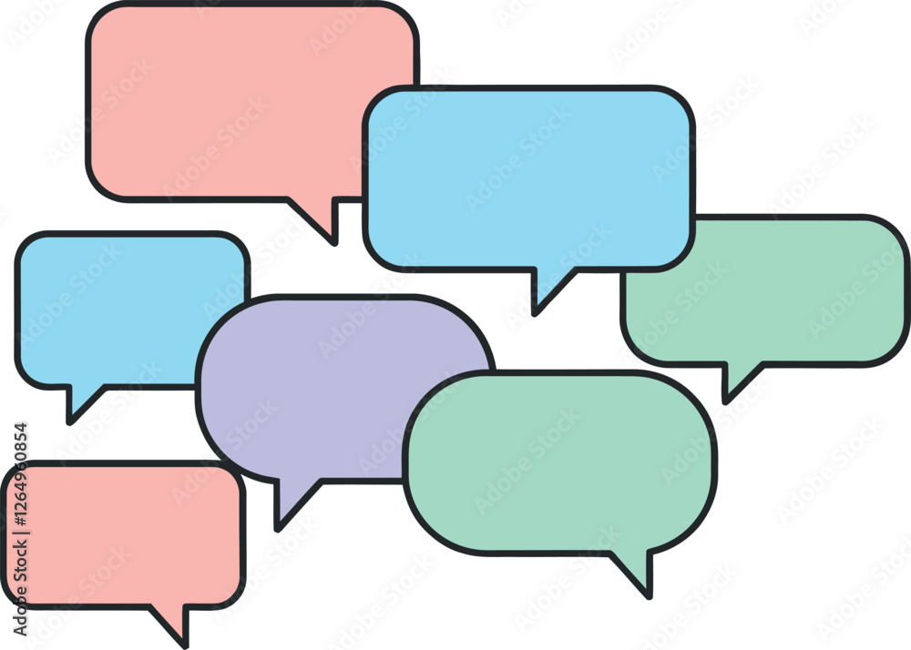 Poster speech bubbles in various colors and shapes in flat vector art