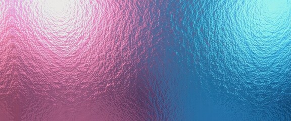 Mesmerizing Gradient Reflections on a Pink and Blue Glass Surface. A close up of a glass surface with a pink and blue gradient.