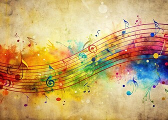 Abstract Musical Pattern on Grunge Paper for Design