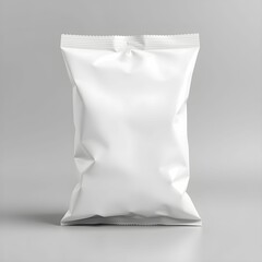 white plastic bag, crinkled surface, blank packaging, snack packaging mockup, studio lighting, high contrast, minimalist design, product photography, reflective material, single object