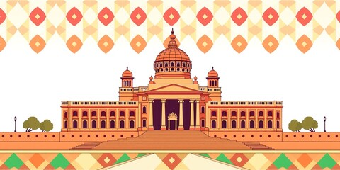 Obraz premium Architectural Beauty of Rashtrapati Bhavan in Geometric Hues