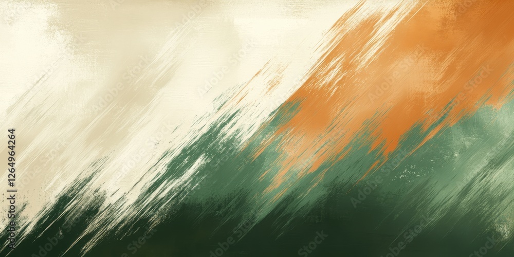 Aufkleber abstract artwork featuring broad strokes of green, orange, and cream colors creating a dynamic and e