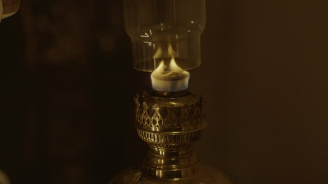 oil lamp burning in transparent background. Diwali, onam and deepam festival.