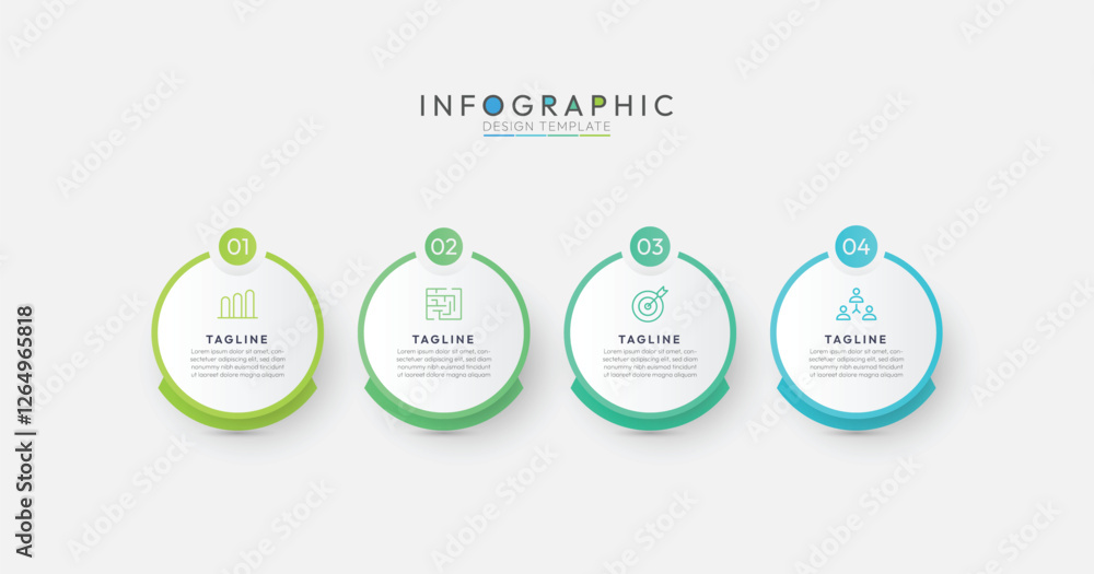 Aufkleber circular process diagram color minimalist design with 4 steps sequence. defining characteristic of t