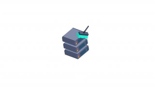 Cleaning Database isometric icon alpha video