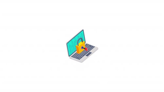 Protect Yourself online isometric icon alpha video