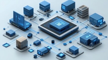 Fototapeta premium Smart Logistics: A Networked System for Efficient Delivery