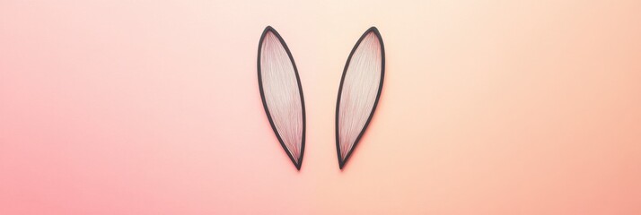 Cute bunny ears on pastel background for easter or animal-themed design concept