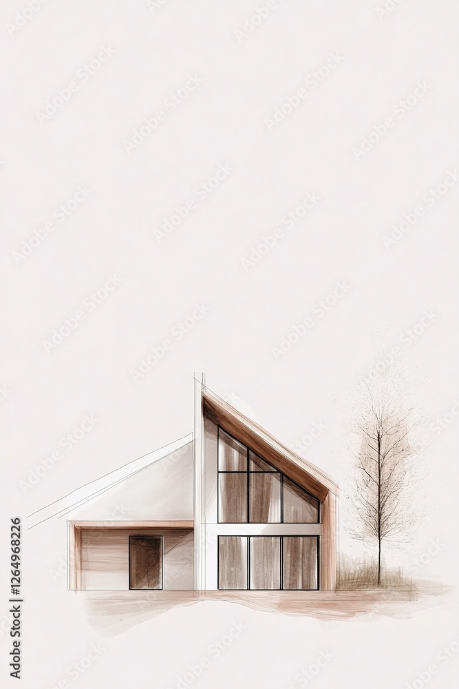 Poster a scandinavian-style home featuring large windows that invite light. the design showcases minimalist