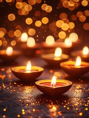 Warm Candlelight Glows in the Dark Creating a Serene and Peaceful Atmosphere with Bokeh