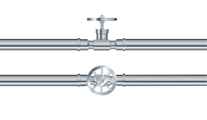 Pipe. Metallic pipes plumbing fittings. Industry pipeline. Vector