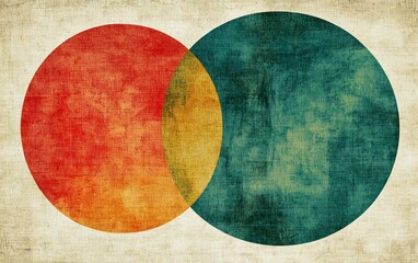 Overlapping circles, abstract art, textured background, design element, website banner