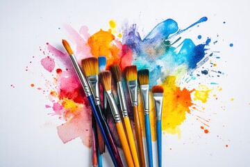 Obraz premium Bright Paintbrushes and Artistic Splashes