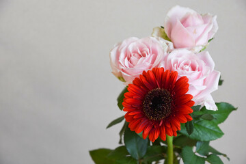 薔薇とガーベラ