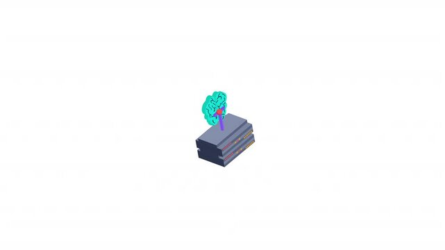 Brain Database isometric icon alpha video
